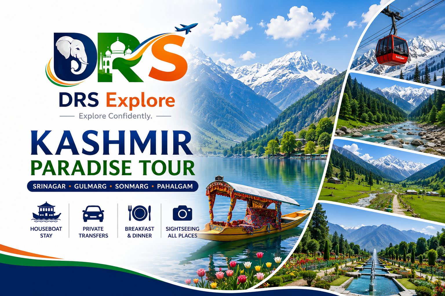 Kashmir Paradise Tour Package – Srinagar | Gulmarg | Sonmarg | Pahalgam (5 Nights / 6 Days)